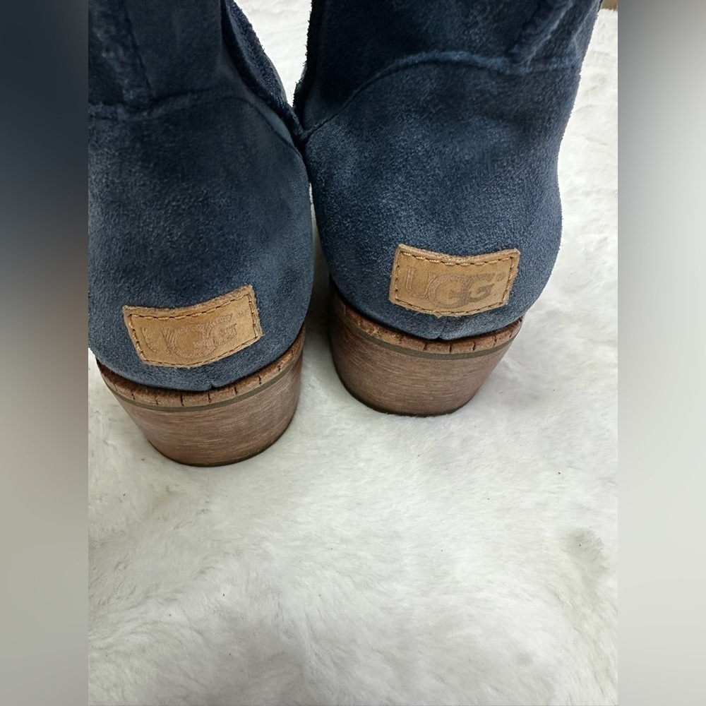 UGG Navy Suede Heeled Boots - Picture 8 of 15